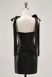 Sparkly Black Tight Rhinestones Short Homecoming Dress with Slit