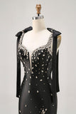 Sparkly Black Tight Rhinestones Short Homecoming Dress with Slit