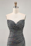 Sparkly Black Strapless Tight Short Homecoming Dress with Sequins