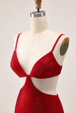 Chic Red Bodycon Beaded Cut Out Homecoming Dress