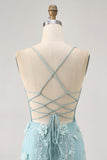 Blue Corset Sequins Floral Bodycon Homecoming Dress
