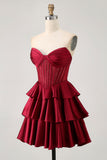 Dark Green Beaded A-line Strapless Corset Homecoming Dress