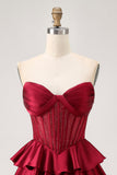 Dark Green Beaded A-line Strapless Corset Homecoming Dress