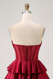 Dark Green Beaded A-line Strapless Corset Homecoming Dress