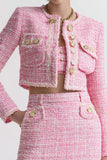 Pink 2-Piece Tweed Short Homecoming Outfits