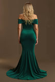 Dark Green Mermaid Off The Shoulder Long Holiday Dress