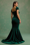 Dark Green Mermaid Square Neck Long Holiday Dress