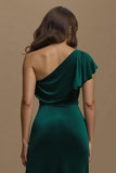 Dark Green Sheath Midi Velvet Holiday Party Dress With Sleeves