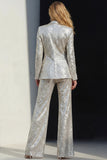 Sparkly Dark Purple 2 Pieces Sequins Notched Lapel Women Formal Suits