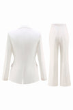 White 2 Pieces Notched Lapel Ruched Tuxedo with Sash