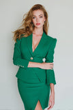 Dark Green Notched Lapel 2 Pieces Bodycon Short Women Formal Suits