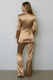 Sparkly Dark Golden Peak Lapel 2 Pieces Women Formal Suits