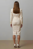 Ivory Notched Lapel Sheath 2-piece Work Dress