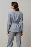 Sparkly Grey 2 Piece Sequins Peak Lapel Women Formal Suits with Pockets