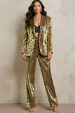 Sparkly Gold Sequin 2 Piece Peak Lapel Prom Suits