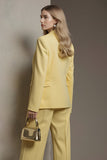 Yellow 2 Piece Peak Lapel Long Sleeves Business Suits