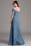 Off The Shoulder Sage Green Floral A-Line Long Choir Dress