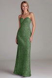 Strapless Sheath Dusty Blue Embroidery Long Bridesmaid Dress