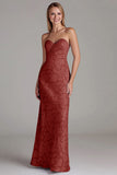 Strapless Sheath Dusty Blue Embroidery Long Bridesmaid Dress