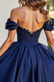 Black A Line Ruched Short Homecoming Dress with Appliques