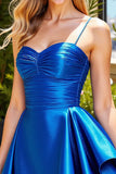 Dark Green Ruched A Line Short Homecoming Dress
