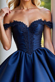 Burgundy Satin A Line Short Homecoming Dress with Appliques