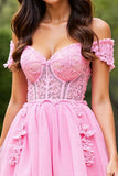 Pink Corset Short Homecoming Dress with Appliques