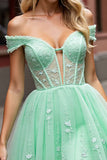 Corset Mint Green A Line Short Homecoming Dress with Appliques