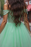 Tulle Mint Green Short Corset Homecoming Dress with Appliques