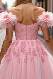 Floral Blush Short Corset Homecoming Dress with Appliques