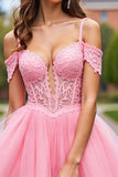Corset Blush Tulle Cold Shoulder Short Homecoming Dress with Appliques