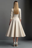 Satin Apricot A Line V Neck Long Mother Of The Bride Dress