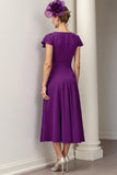 Sparkly Burgundy Floral A Line Long Mother Of The Bride Dress with Beading