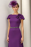 Sparkly Burgundy Floral A Line Long Mother Of The Bride Dress with Beading