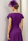 Sparkly Burgundy Floral A Line Long Mother Of The Bride Dress with Beading