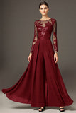 Sparkly Black Long Sleeve A Line Mother Of The Bride Pant Suits With Lace