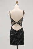 Sparkly Sequins Dark Green Bodycon Backless Corset Homecoming Dress