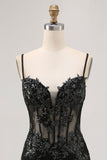 Sparkly Sequins Dark Green Bodycon Backless Corset Homecoming Dress