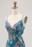 Bodycon Short Floral Peacock Homecoming Dress with Sequins