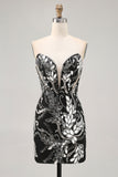 Sparkly Black Bodycon Sequins Short Cocktail Dress with Beading