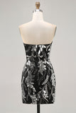 Sparkly Black Bodycon Sequins Short Cocktail Dress with Beading