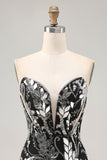 Sparkly Black Bodycon Sequins Short Cocktail Dress with Beading