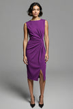 Grey Ruched Bodycon Midi Work Dress With Slit