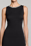 Sparkly Black A Line Beaded Long Work Dress