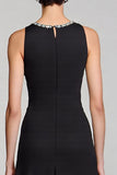 Sparkly Black A Line Beaded Long Work Dress