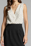 Black and White Satin Bodycon Polka Dot Midi Work Dress