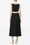 Black Boat Neck Sheath Long Work Dress
