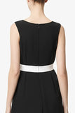 Black Boat Neck Sheath Long Work Dress