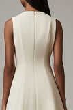Ivory Short A Line V-Neck Work Dress with Pockets