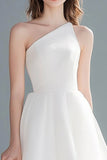 Ivory A Line One Shoulder Midi Formal Dress